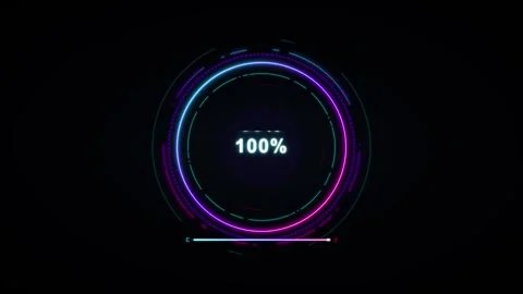 Complete 100 percent circular progress bar with vibrant neon colors on blac.. 動画素材 336364960
