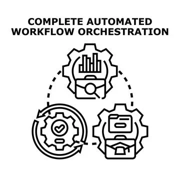 Complete automated workflow orchestration concept vector Stock Illustration