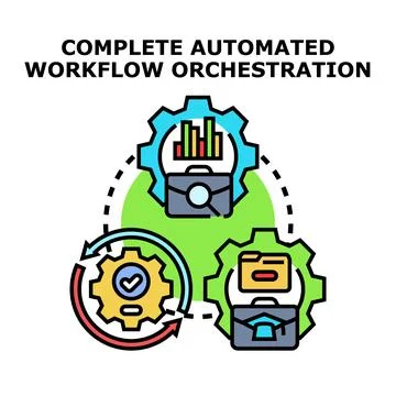 Complete automated workflow orchestration concept vector Stock Illustration