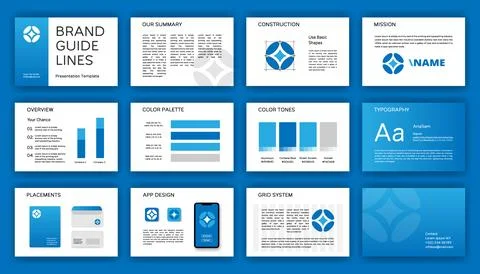 Complete brand identity guide. Logo guideline template. Corporate presentation Stock Illustration