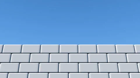 Complete capitulation. A white flag appears behind a white brick wall, waving on Stock Footage 129169916