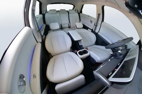 Complete car interior. All seats of a luxury passenger car. Stock Photos