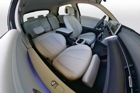 Complete car interior. All seats of a luxury passenger car. Stock Photos