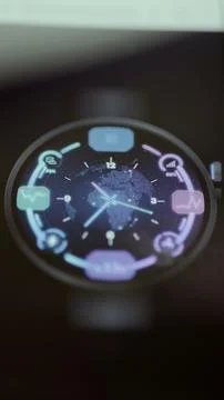 Complete circular world clock fills a vertical smartphone screen Stock Photos