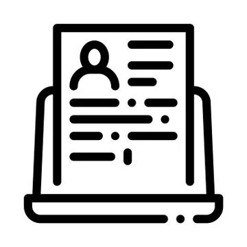 Complete computer information about person icon vector outline illustration Stock Illustration