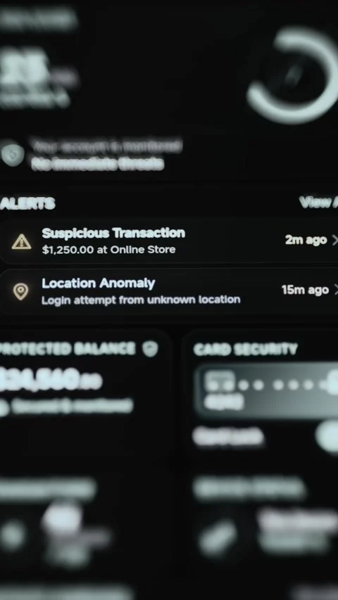 Complete Dark Personal Finance Dashboard With Balances And Security Panels 4K Stock Footage 341854632