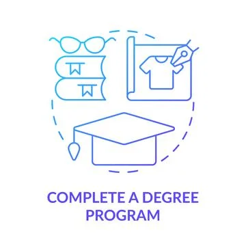 Complete degree program blue gradient concept icon Ilustración de archivo