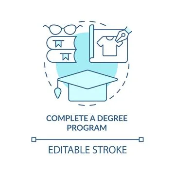 Complete degree program turquoise concept icon Stock Illustration