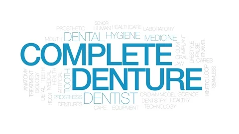 Complete denture animated word cloud. Kinetic typography. Stock Footage 106088917