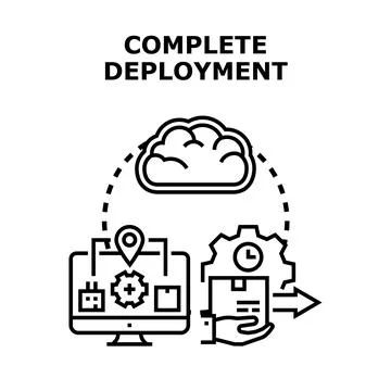 Complete deployment processing using cloud computing technology イラスト素材