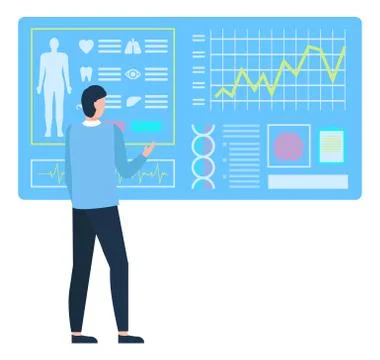 Complete Diagnosis of Body, Laboratory Tech Vector Stock-Illustration