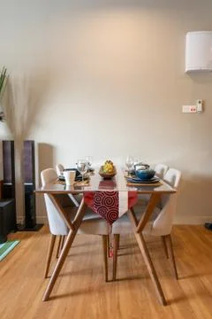A complete dining table setup Stock Photos