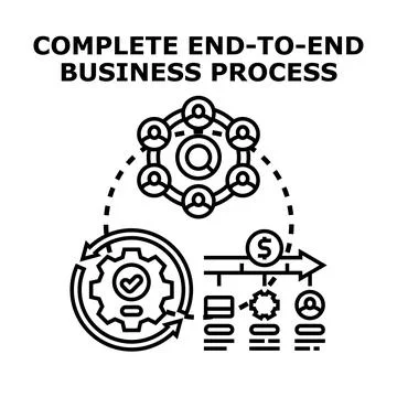 Complete end to end business process management and workflow Stock Illustration