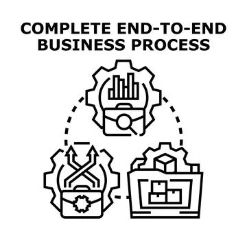 Complete end to end business process implementing strategy Stock Illustration