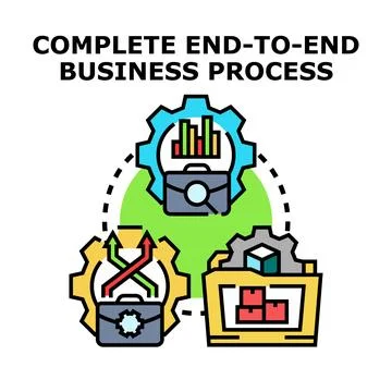 Complete end to end business process implementing strategy Stock Illustration