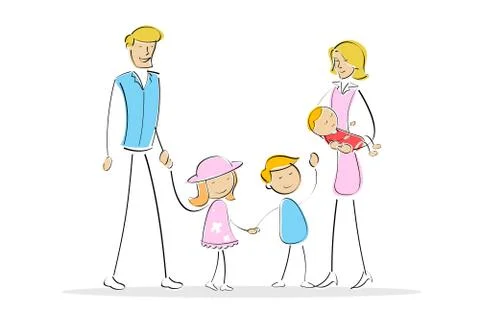 Complete family Stock Illustration