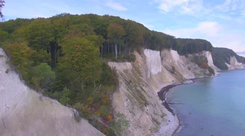 Complete Flight From Top Of Chalk Cliff To Ocean At Rügen Island Stock Footage 36838983