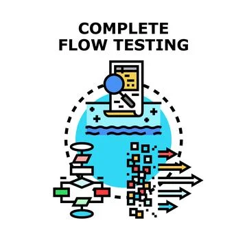 Complete flow testing process for system analysis イラスト素材