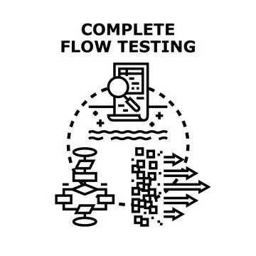 Complete flow testing process for system analysis Stock Illustration