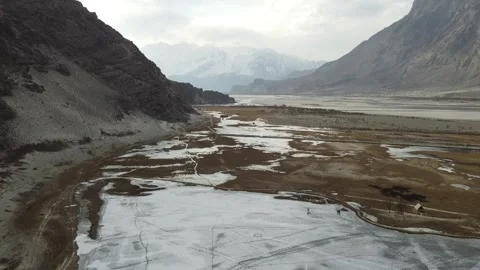 Complete Frozen Blind Lake Between the Mountains Stock Footage 320316994