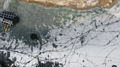 Complete Frozen Blind Lake Between the Mountains Stock Footage 320320574