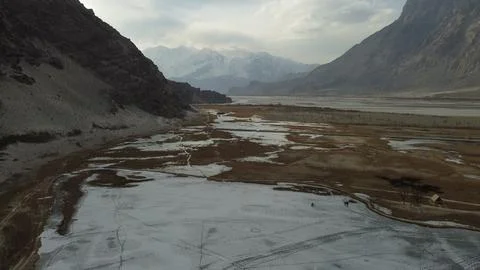 Complete Frozen Blind Lake Between the Mountains Stock Photos