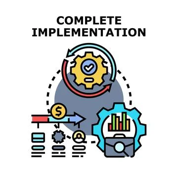 Complete implementation business process developing strategy Stock Illustration