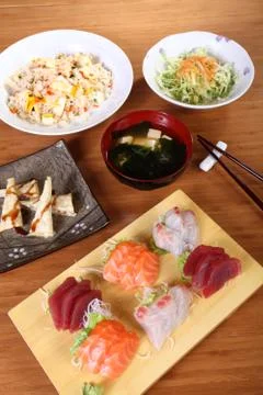 Complete japanese menu Stock Photos