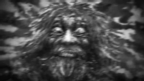 Complete madness 2d animation. Horror fantasy genre. Angry devil head. Stock Footage 162416128