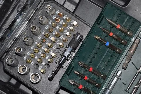 Complete Magnetic Screwdriver Bit Set for Precision Repair Work Fotos Stock