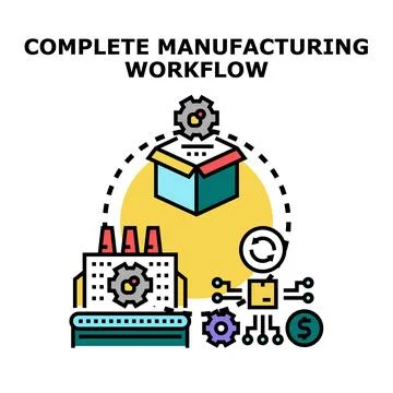 Complete manufacturing production workflow processing and delivery 스톡 일러스트