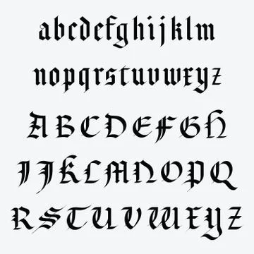 Complete medieval alphabet Stock Illustration