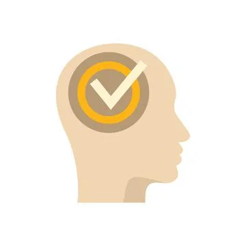 Complete mind work icon flat vector. Trust quality Stock Illustration