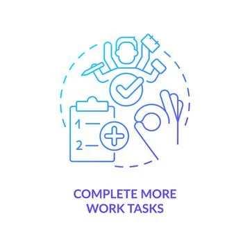 Complete more work tasks blue gradient concept icon Stock Illustration