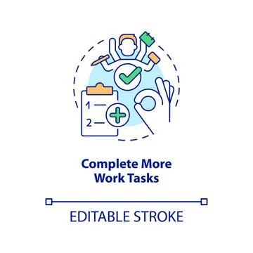 Complete more work tasks concept icon Illustrazione stock