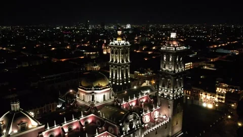 Complete Night View Puebla Cathedral Video stock 281810855