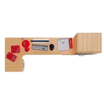 Complete office working place individual cell with computer and chancellery 스톡 일러스트