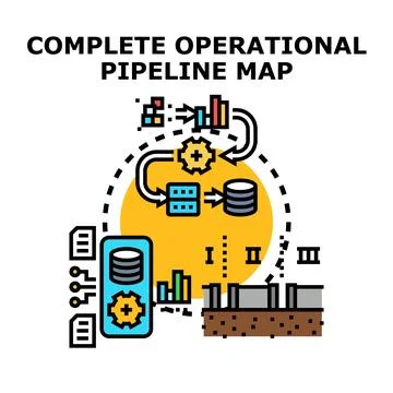 Complete operational pipeline map concept illustration Ilustração Stock