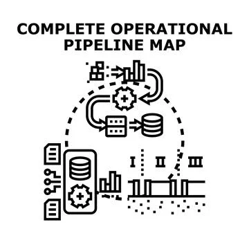 Complete operational pipeline map concept illustration Stock Illustration