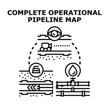 Complete operational pipeline map infrastructure management Stock Illustration