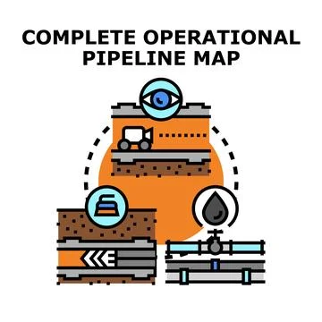 Complete operational pipeline map infrastructure management Stock Illustration
