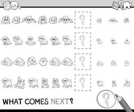 Complete pattern coloring book Black and White Cartoon Illustration of Com... Stockfoto's