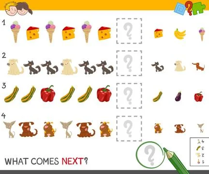 Complete the pattern game Cartoon Illustration of Completing the Pattern E... Stockfoto's