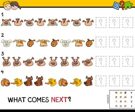 Complete the pattern game with dogs Cartoon Illustration of Completing the... Stock Photos
