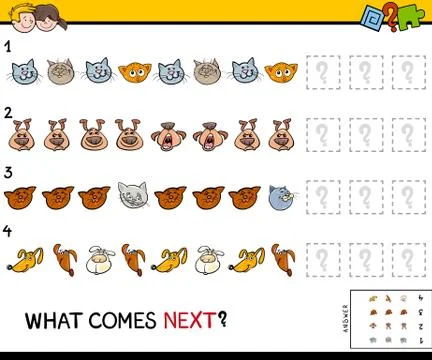 Complete the pattern with pets game Illustrazione stock