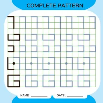Complete pattern. Tracing Lines Activity For Early Years. Preschool worksheet Stock Illustration