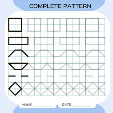 Complete pattern. Tracing Lines Activity For Early Years. Preschool worksheet Illustrazione stock