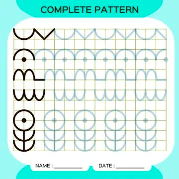 Complete pattern. Tracing Lines Activity For Early Years. Preschool worksheet 스톡 일러스트