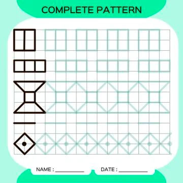 Complete pattern. Tracing Lines Activity For Early Years. Preschool worksheet 스톡 일러스트