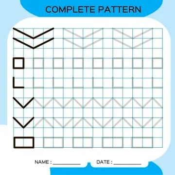 Complete pattern. Tracing Lines Activity For Early Years. Preschool worksheet 스톡 일러스트
